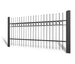 Kovaný plot Samonosná posuvná brána 3000 × 1450 mm, pozinkovaná výplň typ 58.14