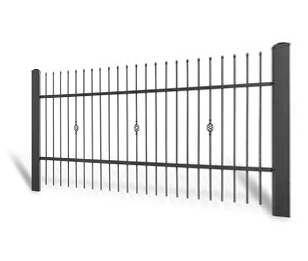 Kovaný plot Samonosná posuvná brána 3000 × 1450 mm, pozinkovaná výplň typ 58.22