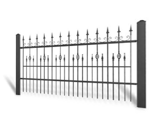 Kovaný plot Samonosná posuvná brána 3000 × 1450 mm, pozinkovaná výplň typ 58.33