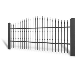 Kovaný plot Dvoukřídlá brána 3000 × 1450 mm, pozinkovaná výplň typ 58.45