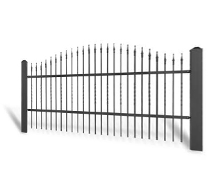 Kovaný plot Dvoukřídlá brána 3000 × 1450 mm, pozinkovaná výplň typ 58.46
