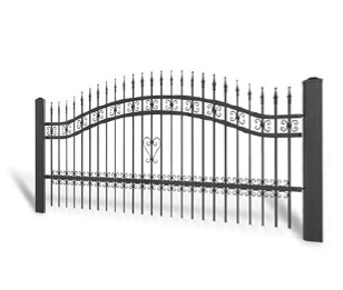 Kovaný plot Samonosná posuvná brána 3000 × 1450 mm, pozinkovaná výplň typ 58.48