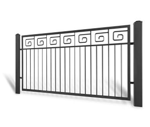 Kovaný plot Samonosná posuvná brána 3000 × 1450 mm, pozinkovaná výplň typ 58.52