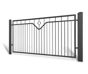Kovaný plot Samonosná posuvná brána 3000 × 1450 mm, pozinkovaná výplň typ 58.53