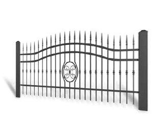 Kovaný plot Samonosná posuvná brána 3000 × 1450 mm, pozinkovaná výplň typ 58.56