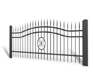 Kovaný plot Dvoukřídlá brána 3000 × 1450 mm, pozinkovaná výplň typ 58.57