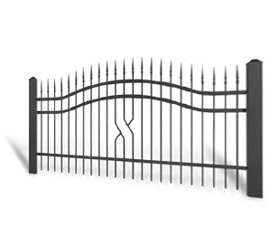 Kovaný plot Dvoukřídlá brána 3000 × 1450 mm, pozinkovaná výplň typ 58.58